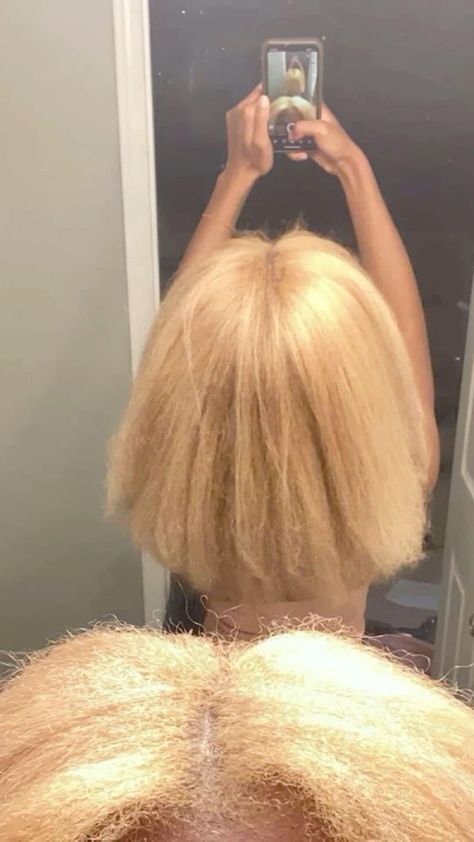 Dyed Blonde Hair Black Women, Ash Blonde Hair Black Women Natural, Blonde Hair Silk Press, Ash Blonde Black Women Natural Hair, Dirty Blonde Black Women, Blonde Dyed Hair Black Women, Blonde Hair Natural Black Women, Blonde Silk Press Natural Hair, Braid Out On Blown Out Hair