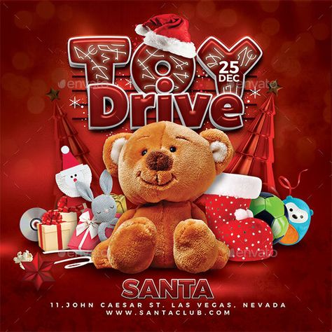 Christmas Toy Drive Flyer Template PSD Christmas Toy Drive Flyer, Toy Drive Flyer, Christmas Toy Drive, Christmas Flyer Template, Toy Drive, Santa Toys, Christmas Flyer, Photoshop Projects, Christmas Graphics