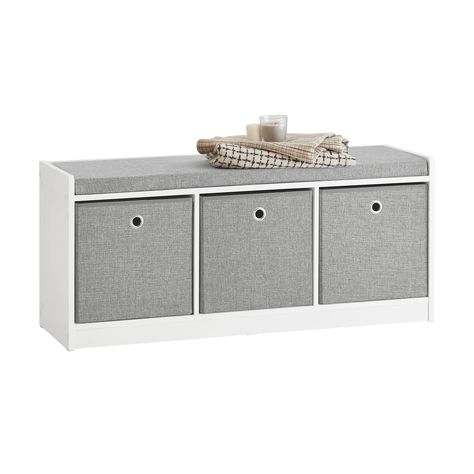 SoBuy® 3 Baskets Hallway Bedroom Storage Bench with Seat Cushion, Shoe Bench Shoe Rack Shoe Cabinet, FSR65-DG : Amazon.co.uk: Home & Kitchen Bedroom Storage Bench, Modern Storage Bench, Hallway Shelf, Hallway Storage Bench, Storage Bench Bedroom, Entryway Bench Storage, Hallway Bedroom, Hallway Storage, Shoe Bench