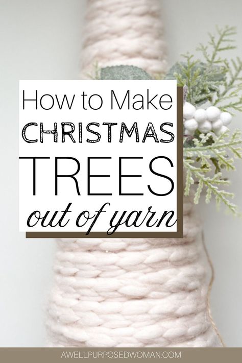 Make Christmas Trees, Christmas Yarn Crafts, Christmas Tree Yarn, Yarns Ornaments, Yarn Trees, Dollar Store Christmas Crafts, Christmas Cones, Christmas Craft Fair, Christmas Yarn