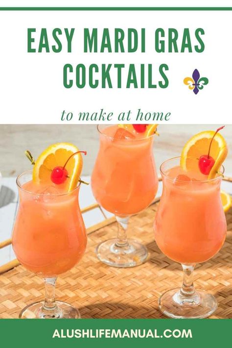 If you can't get to New Orleans this year for Mardi Gras, you can make one of her classic Mardi Gras cocktails at home. These cocktail recipes will put you in the swinging mood! #MardiGras #Cocktail #Recipe Cocktail With Rum, Sweet Alcoholic Drinks, Mardi Gras Cocktails, Mardi Gras Drinks, Cold Drinks Recipes, Alcoholic Punch Recipes, Cocktails At Home, Creative Cocktails, Mardi Gras Food