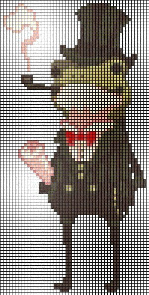 Goblin Cross Stitch, Celestial Cross Stitch Patterns, Cross Stitch Skeleton, Cross Stitch Sweater, Weird Cross Stitch, Studio Ghibli Alpha Pattern, Pixel Art With Grid, Cute Pixel Art Grid, Pixel Crochet Pattern Charts