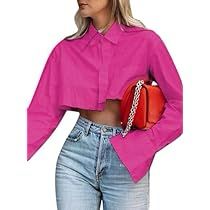 Cropped Shirts Outfits, Cropped Shirts For Women, Crop Top Shirt Outfits With Jeans, Blouse Top Outfits, Cropped Collared Shirt Outfit, Camisa Crop Top Outfit, Crop Shirt Outfits, Crop Tops Outfits, Cropped Shirt Outfit