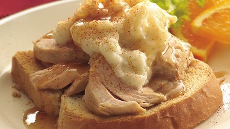 A turkey dinner is doable when you depend on tenderloins, jarred gravy and frozen mashed potatoes. Open Face Turkey Sandwich, Hot Turkey Sandwiches, Turkey Sandwiches Recipes, Sandwich Bar, Open Faced Sandwich, Slow Cooker Turkey, Dinner Sandwiches, Turkey Dinner, Turkey Sandwiches