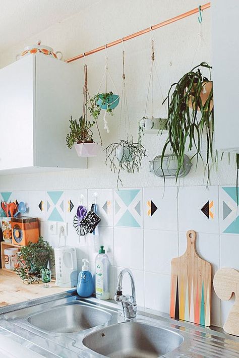 No Window Over Your Sink? No Problem! Here's What You Do Instead. — The Kitchen Window Diy Macrame Plant Hanger Pattern, Temporary Decorating, Plants Hanging, Macrame Plant Hanger Patterns, Diy Macrame Plant Hanger, Bathroom Plants, Indoor Gardens, Home Upgrades, Kitchen Window