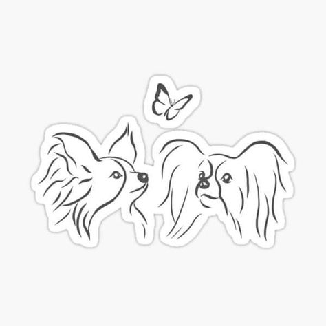 Papillon Tattoo Dog, Papillon Dog Tattoo, Dog Drawing Simple, Papillon Puppy, Dog Logo Design, Papillon Dog, Little Butterfly, Dog Logo, Dog Tattoo