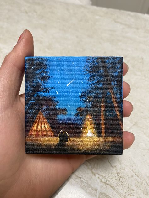 Things To Draw On Small Canvas, Tiny Canvas Painting Ideas, Gauche Painting, Girl Drawing Sketches, Beautiful Art Paintings, Scenery Paintings, Cute Canvas Paintings, Paper Ring, Acrylic Painting Tips