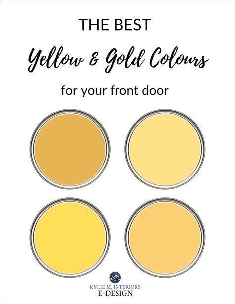 Gold Front Door Paint Colors, Yellow Gold Paint Colors, Best Front Door Paint Colors, Best Front Door Paint, Gold Paint Colors, Navy Blue Paint Colors, Front Door Exterior, Kylie M Interiors, Front Door Paint