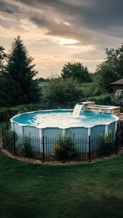 20 Above Ground Pool Ideas to Transform Your Backyard - Harvesthex Above Ground Pool Fence, Intex Above Ground Pools, Campsite Ideas, Stock Pools, Backyard Retaining Walls, Round Above Ground Pool, Landscaping Pool, Pools For Small Yards, Pool Deck Plans