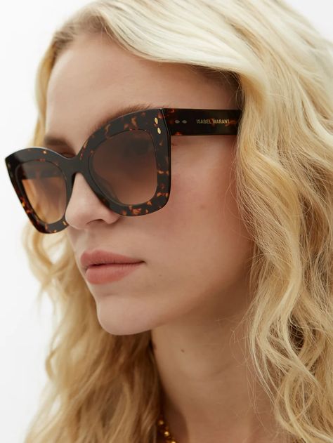 Brown Cat-eye tortoiseshell-acetate sunglasses | Isabel Marant | MATCHESFASHION UK Temple Logo, Soft Heart, Brown Cat, Tortoise Sunglasses, Sunglasses & Glasses, Eye Shapes, Curator Style, Square Sunglasses Women, Tortoise Shell