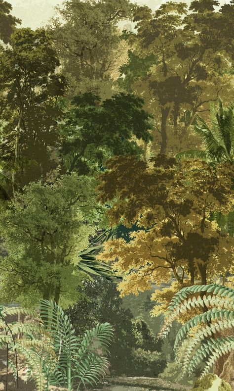 Spring Lush Foliage Jungle Digital Wallpaper is inspired by centuries old trees. This design also reminds us of that of an antique tapestry. This will complement the living room or home office. It comes with 2 different colors to choose from.Samples are not available for this mural. Material: Non-woven Features: Paste Jungle Wall Mural, Antique Tapestry, Jungle Mural, Spring Rugs, Jungle Wall, Jungle Wallpaper, Old Trees, Wallpaper Size, Gold Wallpaper