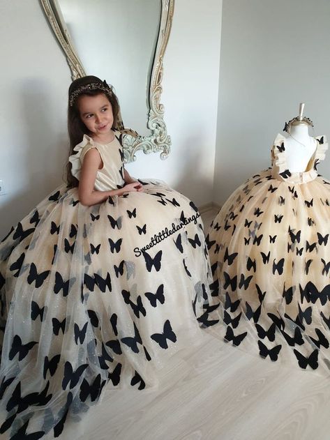 Black Butterflies, Stella Luna, Toddler Flower Girls, Princess Flower Girl Dresses, Little Butterfly, Girls Easter Dresses, Elsa Dress, Toddler Flower Girl Dresses, Kids Fashion Dress