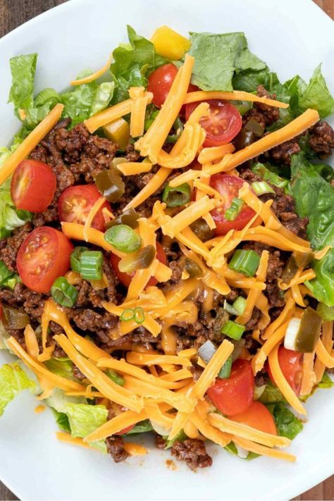 Taco Salad Recipe Healthy, Easy Taco Salad Recipe, Keto Taco Salad, Taco Salad Recipe, Healthy Tacos Salad, Lean Protein Meals, Lean And Green, Taco Salad Recipes, Green Meals