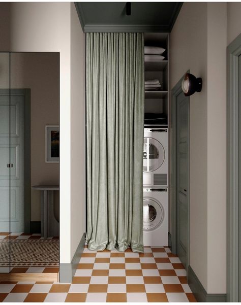 Laundry Room Curtains, Small Utility Room, Utility Room Designs, Laundry Nook, Utility Closet, Victorian Terrace House, Bad Inspiration, Laundry Room Design, Messaging App