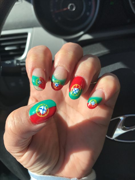 Portuguese nails ~ Portugal Nails Portuguese Nails, Portugal Nails, Portuguese Flag, Flag Nails, Pedicures, Fancy Nails, Nails Inspo, Cute Nails, Nail Inspo