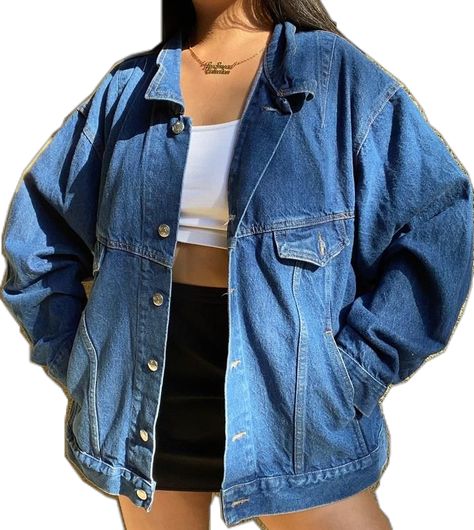 Vintage Oversized Jean Jacket, Jean Jackets Women, Large Denim Jacket, Boxy Denim Jacket Outfit, Denim Jacket Outfit Women Summer, Aesthetic Jean Jacket Outfits, Large Denim Jacket Outfit, Summer Denim Jacket Outfit, How To Style Oversized Jean Jacket