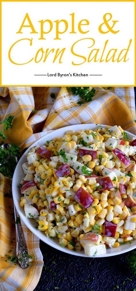 Apple and Corn Salad - Lord Byron's Kitchen Corn Apple Salad, Corn And Apple Salad, Easy Apple Side Dish, Thanksgiving Corn Salad, Fall Corn Salad, Summer Apple Recipes, Apple Side Dish, Recipes Apples, Cream Cheese Corn