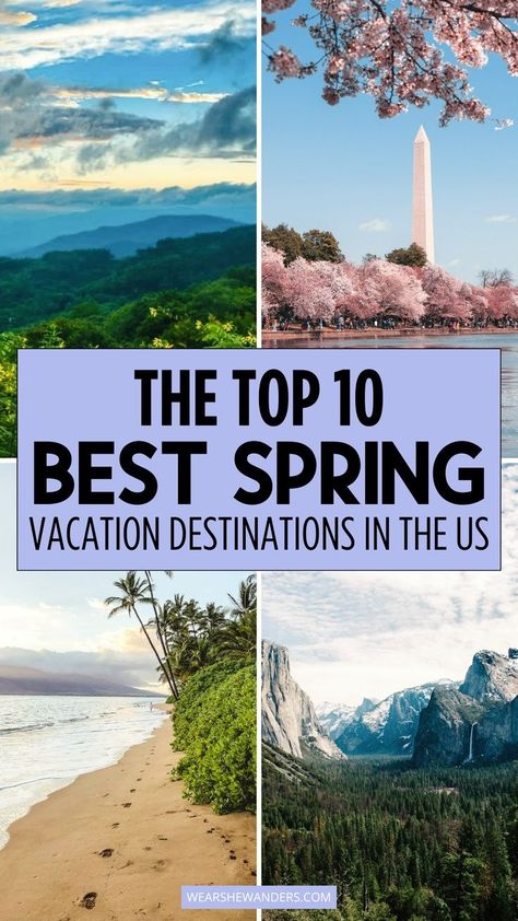 Embark on a journey to the most stunning spring vacation destinations across the USA. Our travel guide is your passport to discovering the perfect spots for your spring trip, offering a mix of tranquil retreats and lively urban escapes. Whether it's the charm of small towns or the allure of iconic cities, elevate your travel bucket list with these must-see locations for an unforgettable spring adventure. Spring Travel Destinations Usa, Top Us Travel Destinations, Best Girls Trip Destinations In The Us, Girls Trip Destinations, Spring Travel Destinations, Savannah Tours, 2024 Travel, Best Travel Destinations, Spring Travel