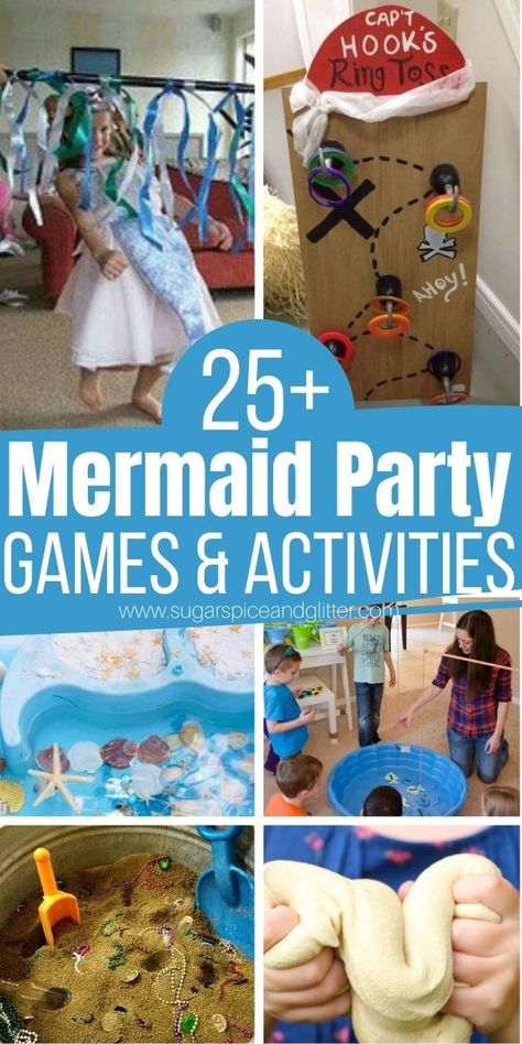 Mermaid Party Games, Toddler Party Games, Little Mermaid Party, Ariel Birthday Party, Mermaid Theme Birthday Party, Ariel Birthday, Birthday Mermaid, Mermaid Theme Party, Birthday Activities