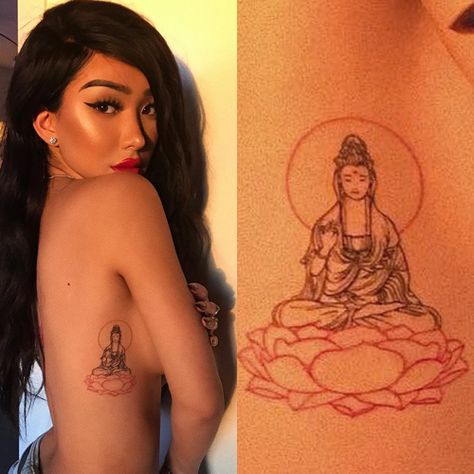 Nikita Dragun's 5 Tattoos & Meanings | Steal Her Style Nikita Dragun Tattoo, Dragon Lotus Tattoo, Nikita Dragun Outfits, Nikita Dragon, Nikita Dragun, Quan Am, Goddess Of Mercy, Black Girls With Tattoos, Steal Her Style