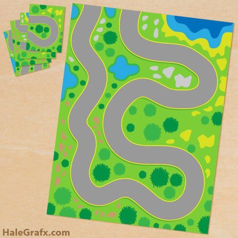 Free Printable Play Mat for Toy Cars~ prints onto 4 sheets of paper to make a larger playmat! Printable Race Track Template, Road Template Free Printable, Printable Roads For Toy Cars, Printable Play Mat, Diy With Kids, Lego Play, Car Play Mats, Quiet Time Activities, Operation Christmas Child