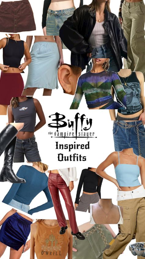 Buffy the vampire slayer goth grunge 90s 2000s y2k fashion looks tv show Halloween Buffy Gilmore, Vampire Slayer Outfits, Buffy The Vampire Slayer Outfits, Buffy Fashion, Buffy Outfits, Buffy Style, Grunge 2000s, Boo Thang, Mood Clothes