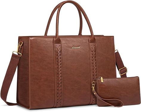 Amazon.com: LOVEVOOK Laptop Tote Bag for Women, Vintage Leather Work Bags 15.6 inch Computer Bag, Waterproof Laptop Bag Business Briefcase Office Handbag Purse, Dark Brown : Electronics Leather Briefcase For Women, Laptop Tote Bag Woman, Briefcase For Women, Stylish Laptop Bag, Leather Work Bag, Business Laptop Bag, Business Briefcase, Laptop Tote Bag, Bag Business