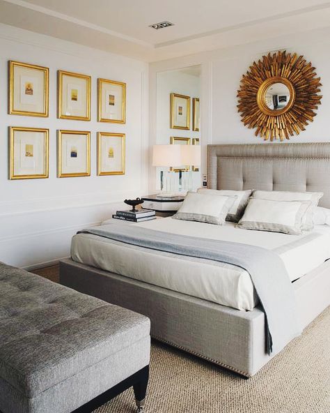 Bedroom Dresser Sets, Grey And Gold Bedroom, Gray Bedding, Modern Classic Home, Grey Bedroom Decor, Transitional Bedroom, Budget Bedroom, Bedroom Deco, Gold Bedroom