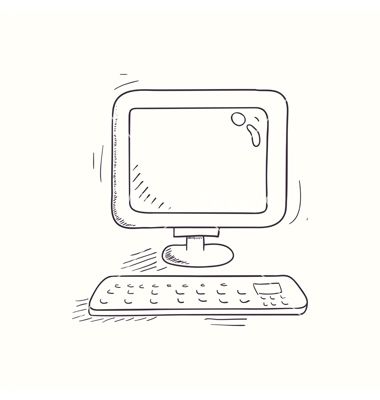 Sketched desktop computer icon vector doodles by zhemchuzhina on VectorStock® Drawings On Computers, Aesthetic Computer Drawing, Desktop Computer Drawing, Computer Cute Drawing, Computer Sketch Drawing, Computer Drawing Ideas, Computer Related Drawings, Computer Doodle Art, Drawing Of A Computer