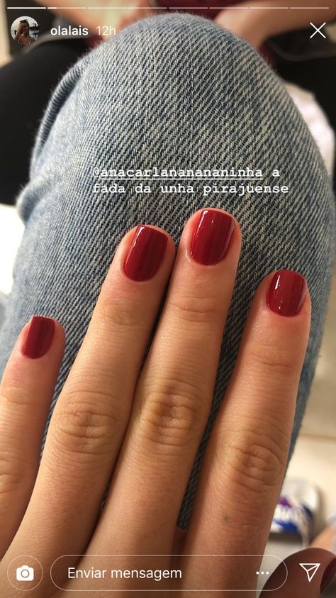 Red Nail Manicure, Classic Red Nails Vintage, Short Red Dip Nails, Shirt Red Nails, Red Short Gel Nails, Red Solid Nails, Brick Red Nails, Red Gel Nails Short, Red Natural Nails