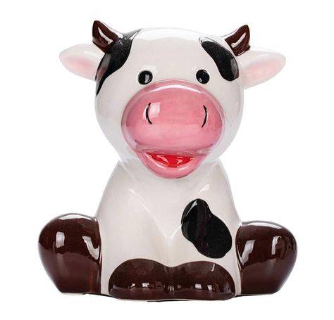 Cow Ceramics, Clay Piggy Bank, Cow Piggy Bank, Animal Ceramics, Clay Idea, Ceramic Cow, Penny Bank, Clay Decor, Toy Money