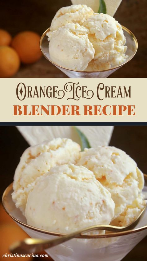 Orange Ice Cream (Quick and Easy Blender Recipe!) Orange Ice Cream Recipe, No Churn Ice Cream Recipes, Churn Ice Cream Recipes, Whole Orange Cake, Blender Ice Cream, Blender Recipe, Orange Ice Cream, Cranberry Orange Bread, Churn Ice Cream