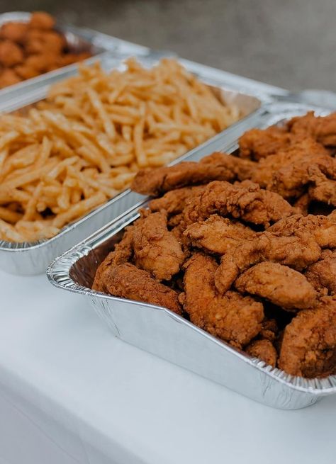 Chicken Finger Foods, Canes Catering, Finger Food Wedding Reception, Chicken Cookies, Wedding Finger Foods, Chicken Finger, Canes Chicken, Buffet Wedding Reception, Reception Food