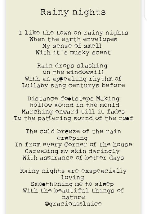 Beautiful rainy nights earthy nature poems Rainy Night Quotes, Rainy Day Poem, Rain Poems, Nature Poems, Night Poem, Bd Ideas, Seasons Poem, Beautiful Poems, Nature Poem