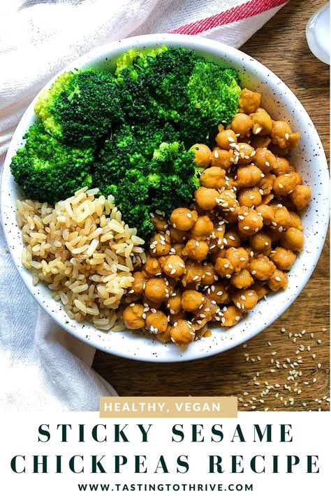 Sesame Chickpeas, Vegan Chickpea Recipes, Chickpea Recipe, Easy Vegan Lunch, Healthy Supper, Healthy Summer Recipes, Chickpea Recipes, Vegan Nutrition, Vegan Meal Prep