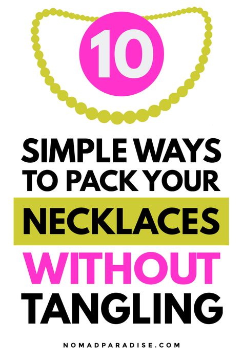 Travel With Jewelry Packing Tips, Tangled Necklace Hack, How To Pack Necklaces For Moving, Packing Necklaces For Moving, Travel Necklace Organizer, Packing Necklaces For Travel, Packing Jewelry For A Move, How To Travel With Necklaces, Necklace Travel Hack