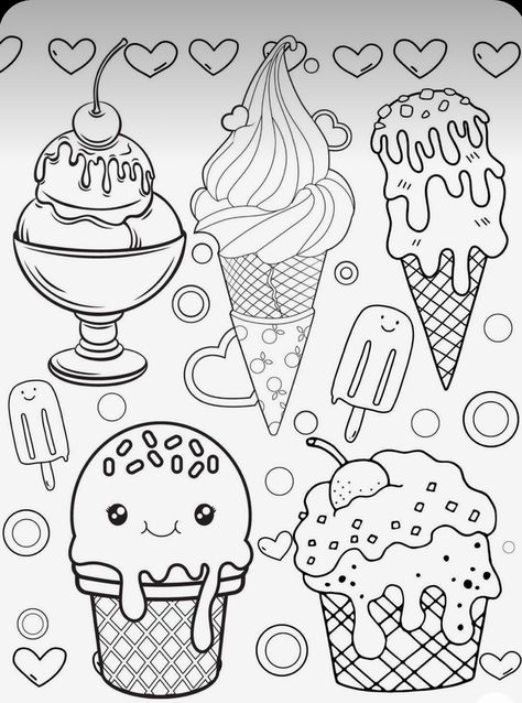 Coloring Pages Ideas, Cake Sticker, Ice Cream Coloring Pages, Printable Flower Coloring Pages, Pages Ideas, Free Coloring Pages For Kids, Printable Food, Food Coloring Pages, Foodie Art