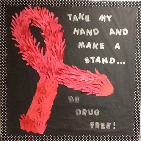 Drug Free Week Red Ribbon Bulletin Boards, Red Ribbon Bulletin Board Ideas, Red Ribbon Week Shirt Ideas, Red Ribbon Week Bulletin Board Ideas, Red Ribbon Door Ideas Schools, Red Ribbon Week Poster Ideas, Red Ribbon Week Ideas, Red Ribbon Week Door Decorating, Red Shirts