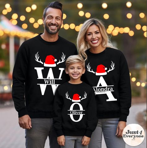 Family Sweaters, Family Christmas Jumpers, Initial Sweatshirt, Letter Sweater, Alphabet Shirt, Family Christmas Outfits, Family Sweater, Couples Sweaters, Monogram Shirts