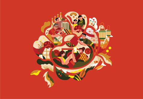 Digi's CNY Illustration Series-Red Packet & Store Deco on Behance Cny Illustration, Cny Packaging, Chinese New Year Traditions, Chinese New Year Design, Illustration Series, New Year Illustration, New Years Traditions, Chinese Festival, Red Packet