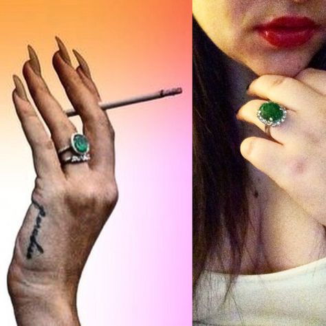 Same emerald ring Lana Del Rey Ring Emerald, Lana Del Rey Ring, Lana Del Rey Green, Maximalist Rings, Lana Tattoo, Jewelry Piercing, Elizabeth Grant, Green Ring, Green Rings