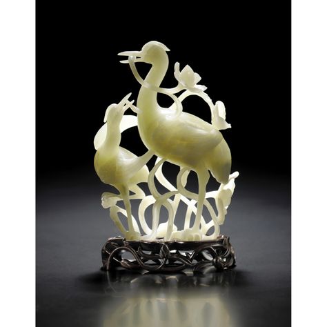 A WHITE JADE CRANE GROUP, CHINA, QING DYNASTY, LATE 19TH CENTURY Old Master Paintings, Master Paintings, Antique Jade, Chinese Jade, Asian Decor, White Jade, Jade Carving, Ancient China, Sumi E