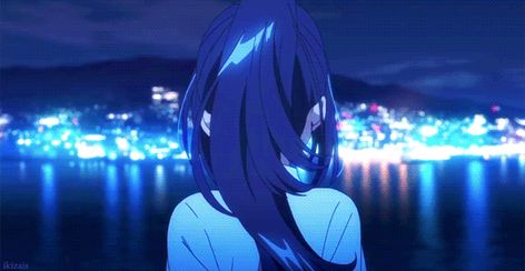 Iroduku The World In Colors, Pretty Gif, Anime Gifs, Blue Anime, Japon Illustration, Anime Gifts, Beautiful Gif, Anime Hair, Aesthetic Gif