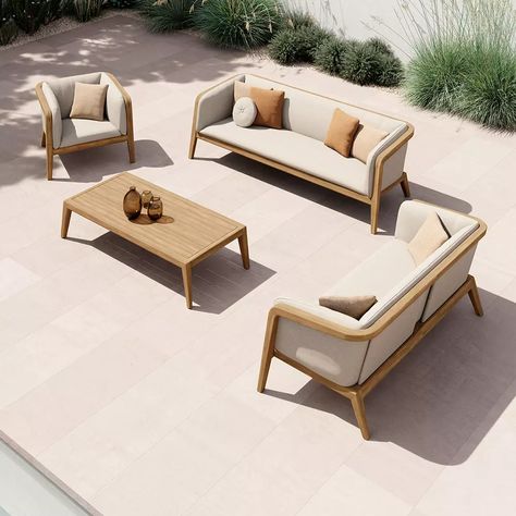 Sunrise Collection | Manutti Outdoor Sofa Cafe, Outdoor Nordic Sofa, Outdoor Furniture Modern Cottage, Modern Minimalist Garden Furniture, Modern Teak Outdoor Sofa, Outdoor Sofa For Inside, Patio Furniture Minimal, Small Garden Sofa, Modern Garden Sofa