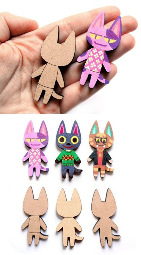 sosuperawesome:DIY Paintable Blank Animal Crossing PinsPookatdino Crafts on Etsy - Animal Crossing Crafts, Video Game Crafts, Mario Birthday Party, Etsy Diy, Paper Crafts Diy Kids, Fun Crafts For Kids, Cute Crafts, Clay Creations, Paper Crafts Diy