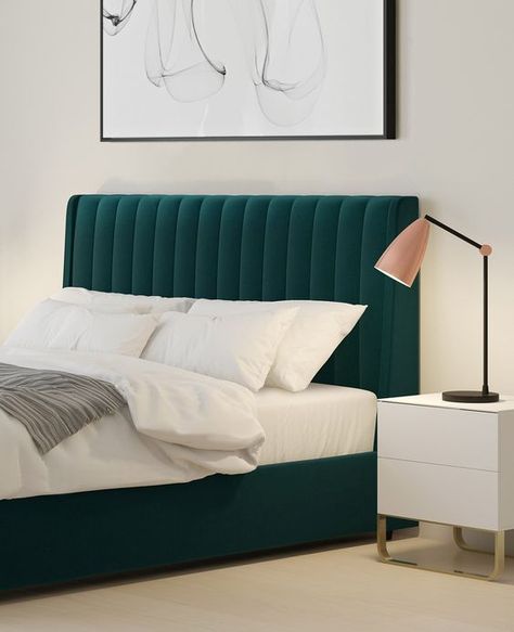 Soft Calm Aesthetic, Calm Aesthetic, Green Bed, Bed Headboard Design, Upholstered Storage Bed, Luxury Bedroom Furniture, Bedroom Bed Design, Bed Furniture Design, Velvet Bed