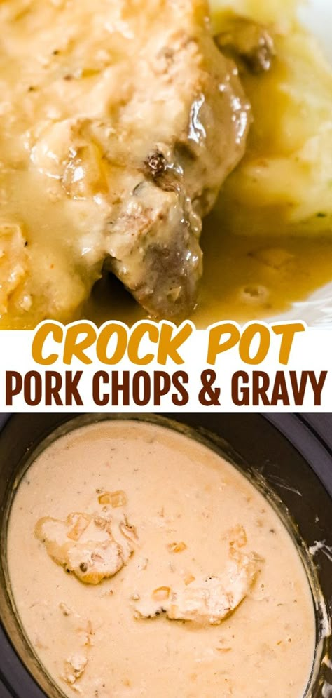 Slow Cooker Pork Chops Recipes, Crock Pot Pork Chops, Pork Gravy, Simple Crockpot, Pork Chop Recipes Crockpot, Crock Pot Pork, Pork Chops And Gravy, Slow Cooker Dinner Recipes, Crockpot Pork Chops