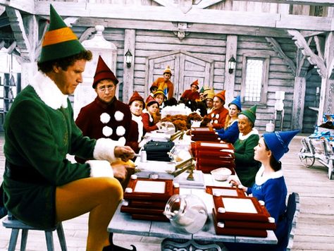 The design of santas workshop and the uniforms used come from the original Rudolf, the Red nose Reindeer (1994) animated special Peter Billingsley, Elf 2003, Best Holiday Movies, Cotton Headed Ninny Muggins, Best Christmas Movies, Circle Game, Elf Movie, Will Ferrell, Santa's Elves