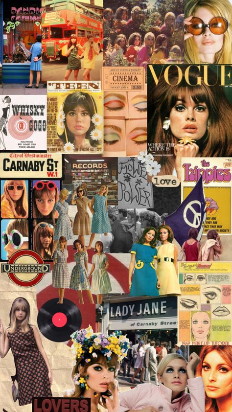 #sixties #sixtiesfashion 1960s Collage, 60s Collage, Funky Collage, 1960s Aesthetic, 60 Aesthetic, Bird Fashion, Cinema Ticket, Sixties Fashion, Ipad Wallpapers