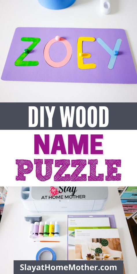 Cricut Name Puzzle, Name Puzzle Cricut, Cricut Maker Wood Projects, Cricut Toys, Diy Nursery Closet Dividers, Diy Name Puzzle, Cricut Puzzle, Best Cricut Machine, Wood Projects For Kids